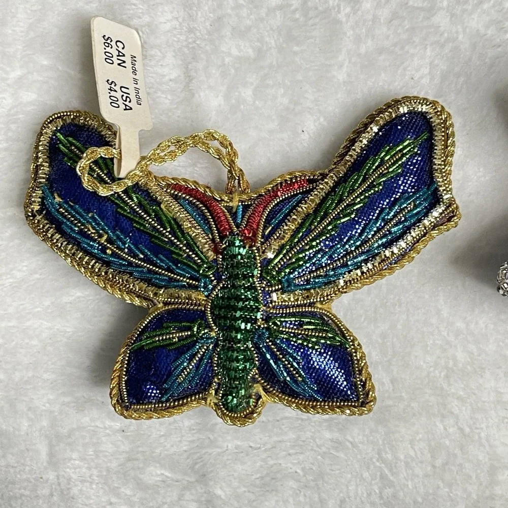 Lot of 3-‎ Pier 1 Beaded Christmas Ornaments New Old Stock NWT Sequin